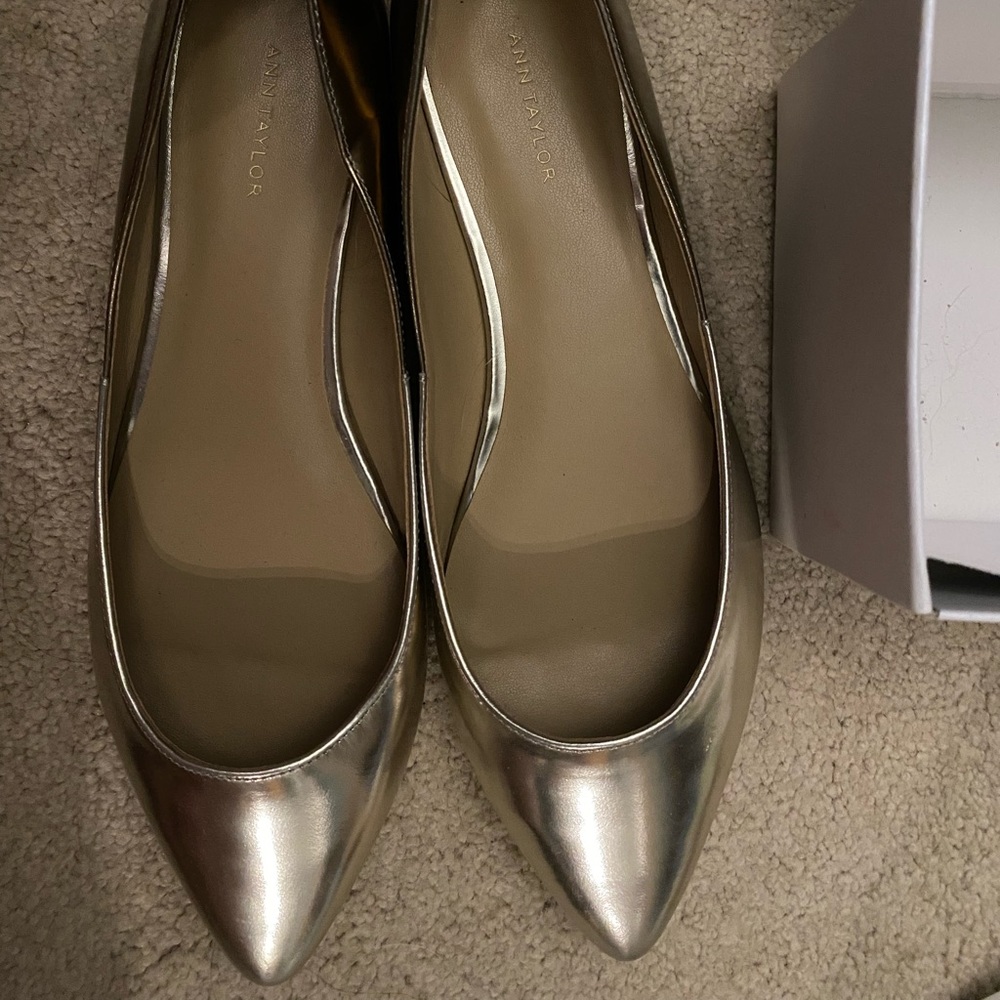Never worn platinum Ann Taylor flats